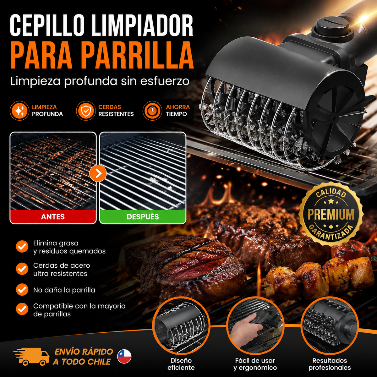Cepillo eléctrico limpiaparrilla inalámbrico!